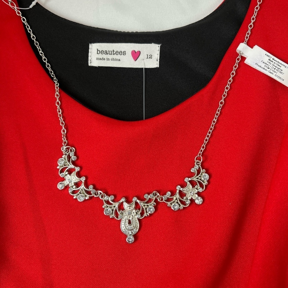 Beautee's Holiday Big Girls 3-Pc Velvet Shrug Dress w/Necklace (NEW) - Picture 9 of 16